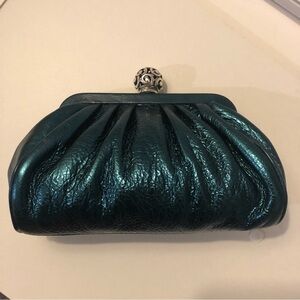 Brighton Metallic Teal Turquoise Clutch Bag